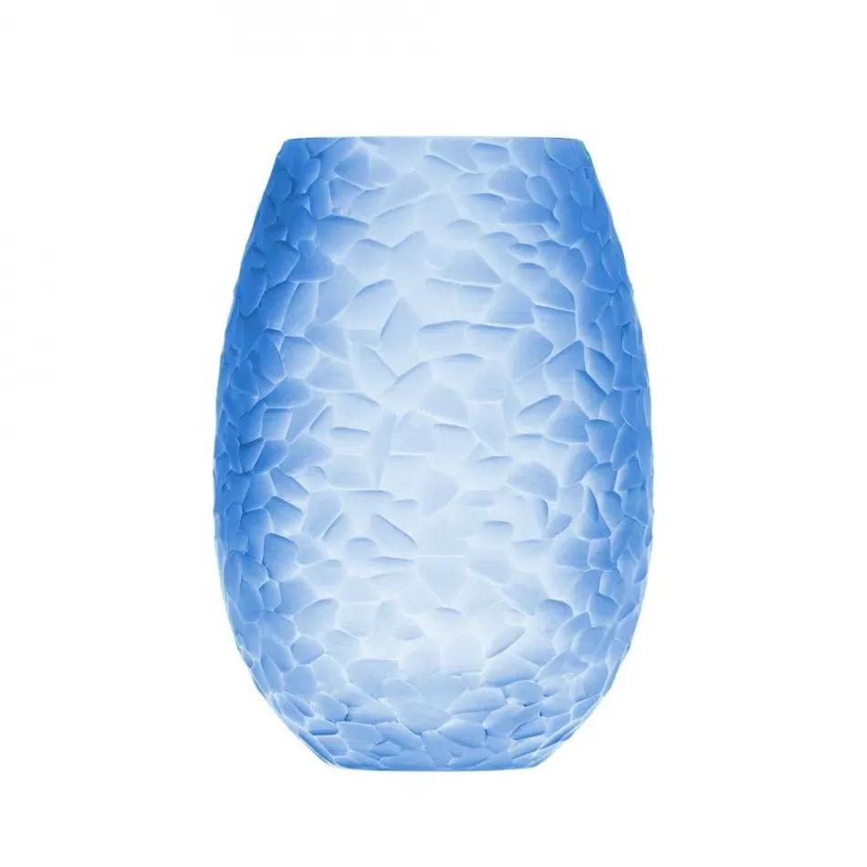 Arctic Vase Aquamarine Lead-Free Crystal, Cut Pebbles 30 cm