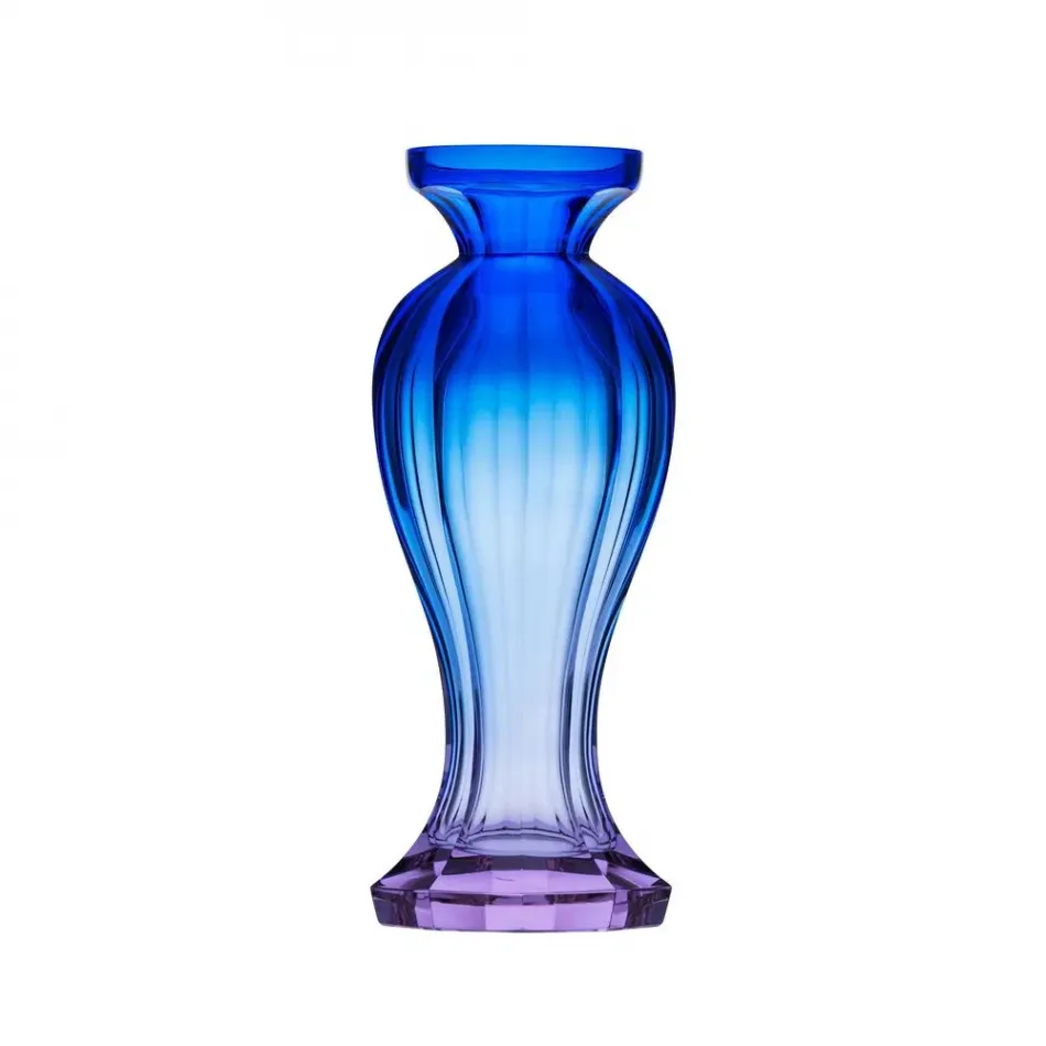 Amalfi Underlaid Vase Alexandrite Blue Lead-Free Crystal, Cut On 10 Edges 33 cm