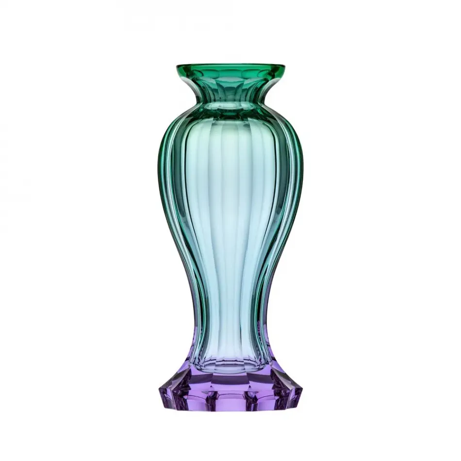 Amalfi Underlaid Vase Alexandrite Green Lead-Free Crystal, Cut On 10 Edges 33 cm