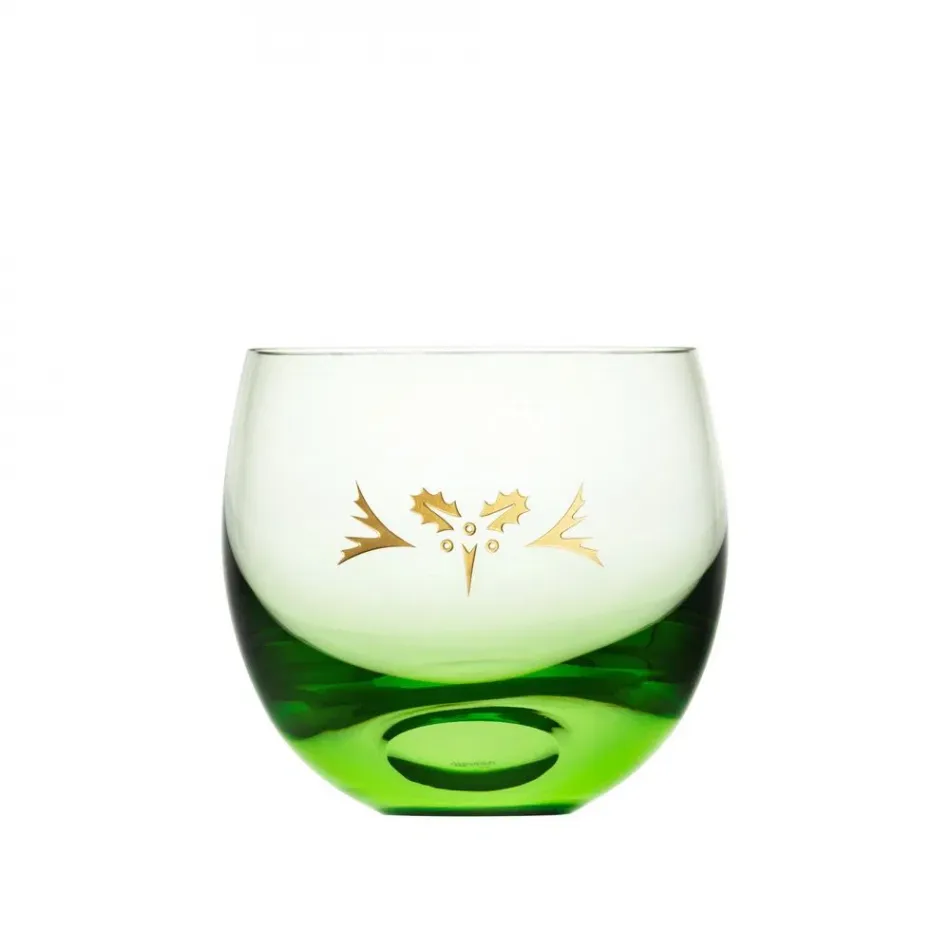Culbuto 2 Pcs Set Ocean Green Lead-Free Crystal, Sandblasting, Gilded Holly 2 240 ml