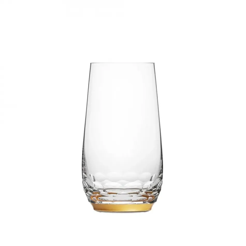 Jewel Clear Lead-Free Crystal, Cut, 24-Carat Gold (Wide Border) Tumbler
