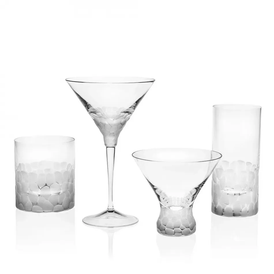 Cocktail Set /1 4 Pcs Set Clear Lead-Free Crystal, Cut Pebbles