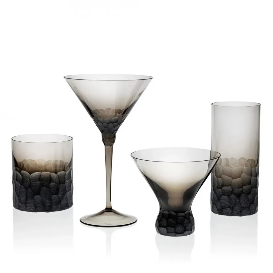 Cocktail Set /1 4 Pcs Set Smoke Lead-Free Crystal, Cut Pebbles