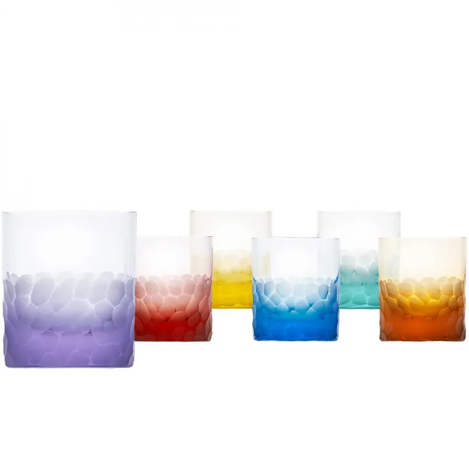 Whisky Set 6 Pcs Set 6 Basic Colors, Cut Pebbles 370 Ml