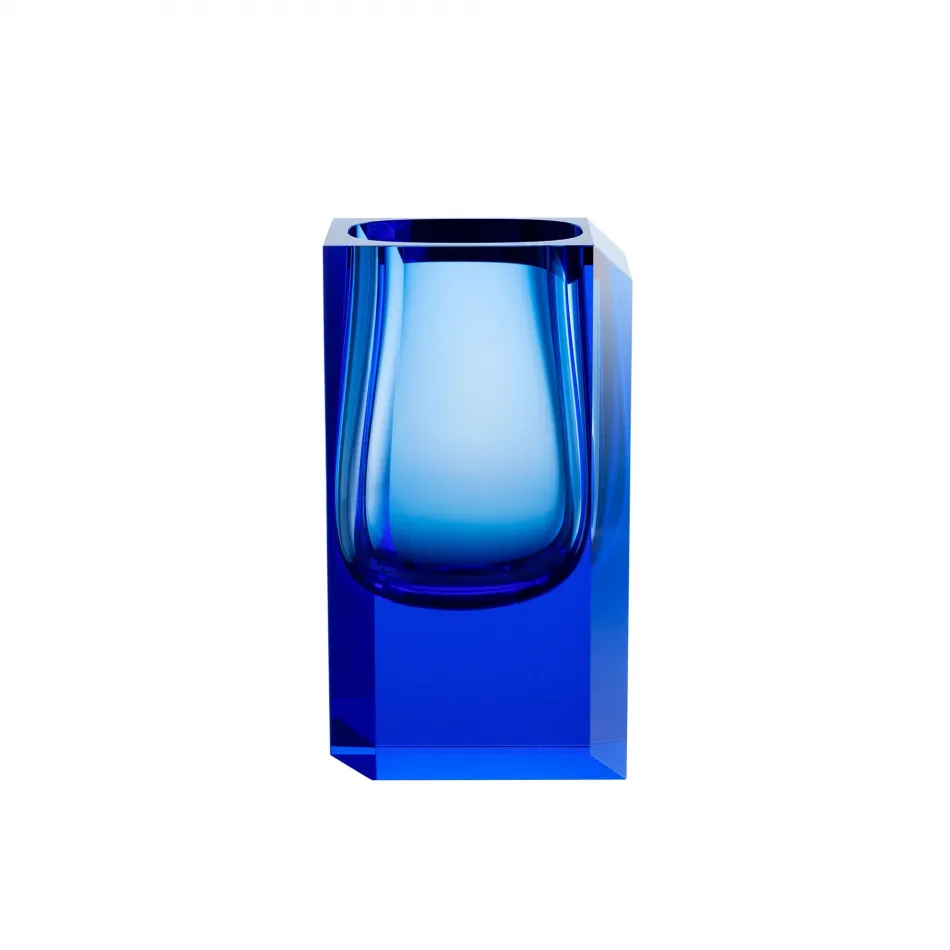 Abyss Aquamarine Lead-Free Crystal, Polished Cut Vase 28,0 cm