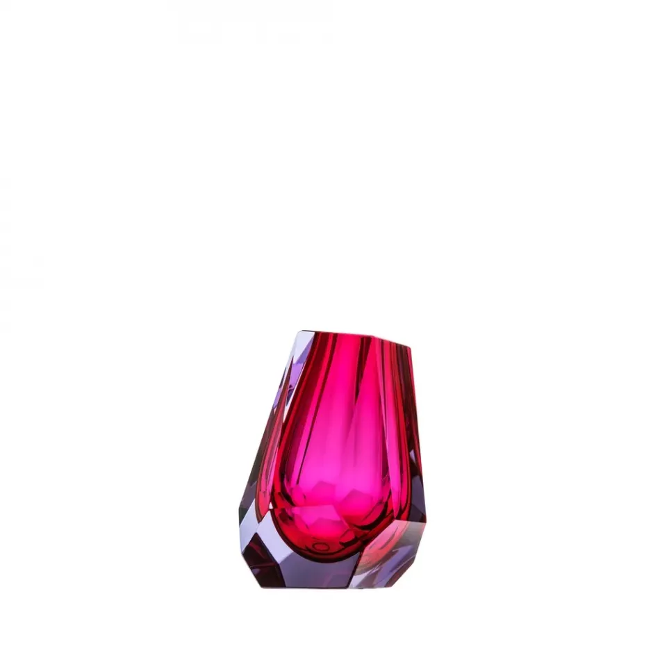 Pear Alexandrite Rose Lead-Free Crystal, Cut Panel Underlaid Vase 13,0 cm