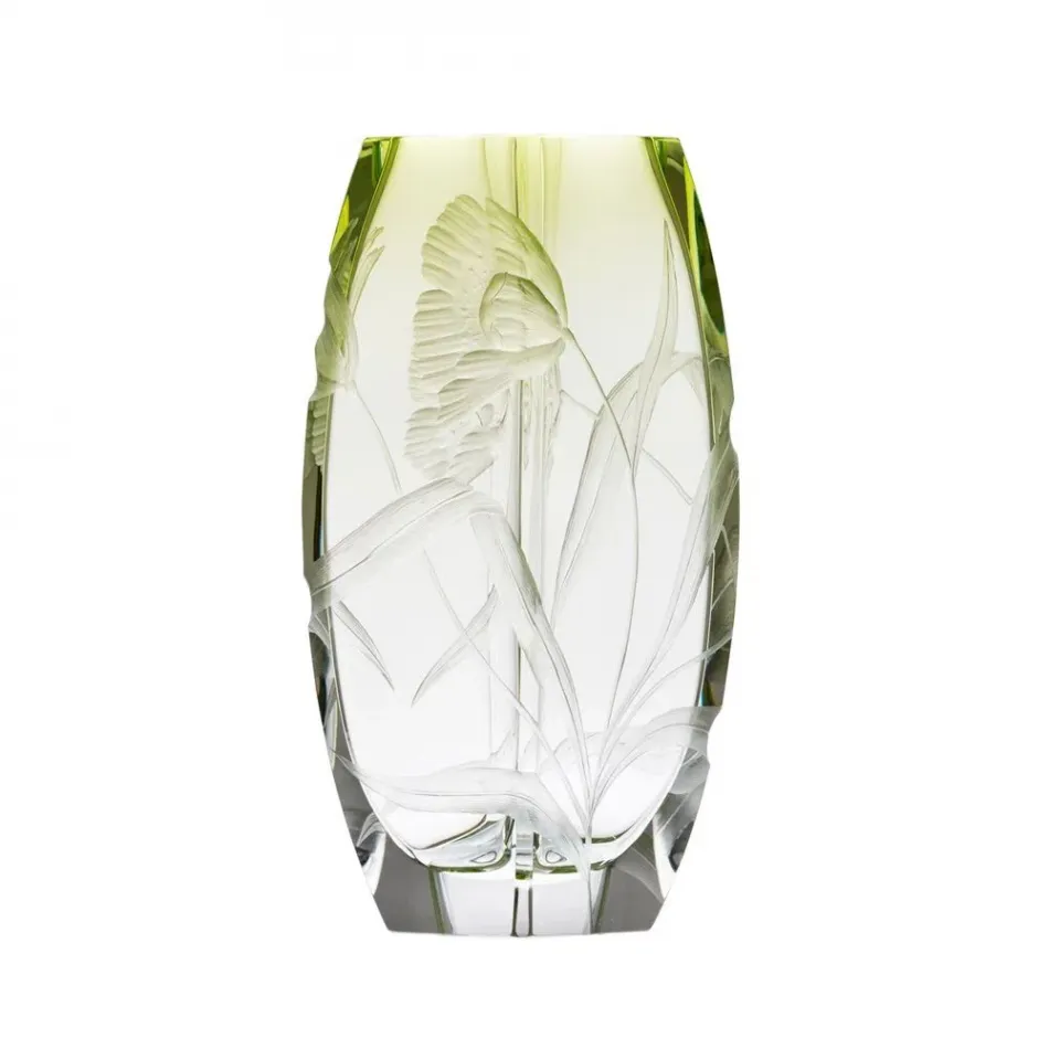 Blossom Underlaid Vase Reseda Lead-Free Crystal, Cut, Engraving 26 cm