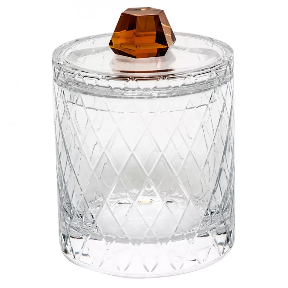 Bonbon Jar Clear Topaz Lead-Free Crystal, Wedge-Shaped Cuts 20.5 cm