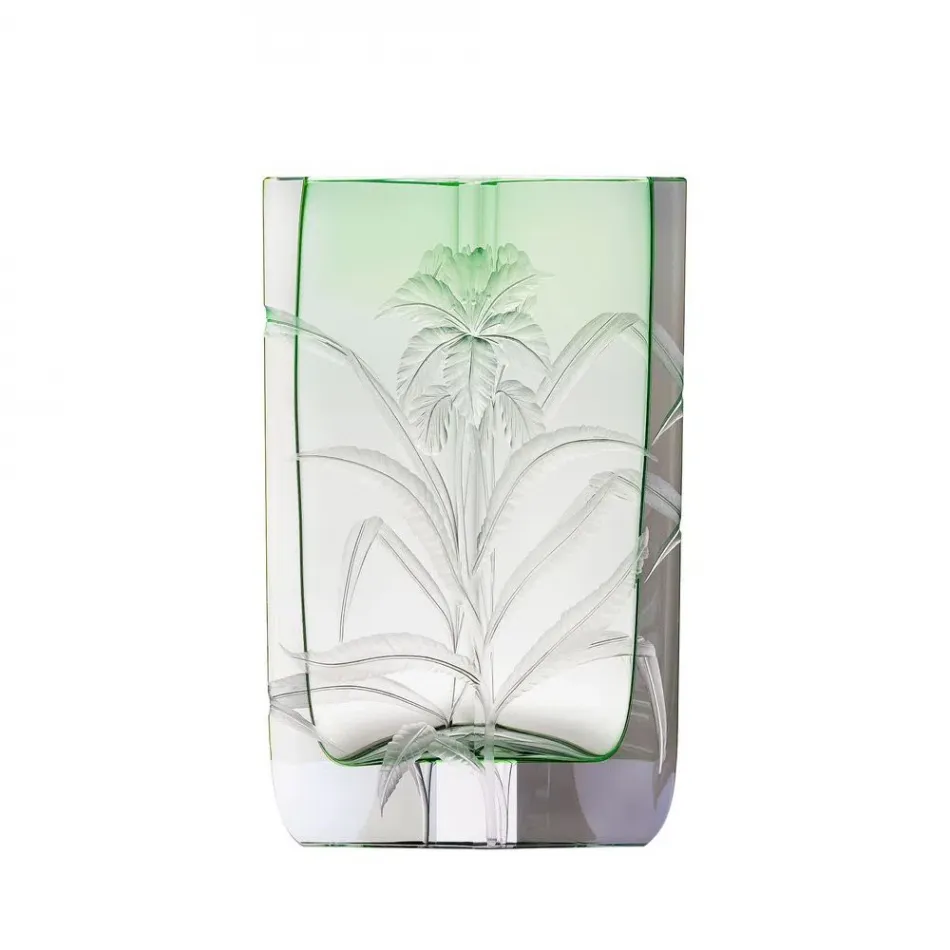 Calla Underlaid Vase Green Lead-Free Crystal, Cut, Engraving Iris And Lily 25 cm
