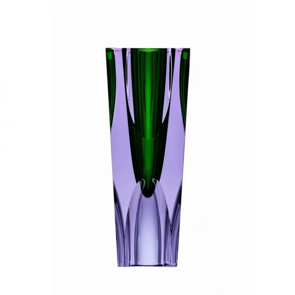 Ellipse Ii Underlaid Vase Alexandrite Reseda Lead-Free Crystal, Cut Half Lenses 28 cm