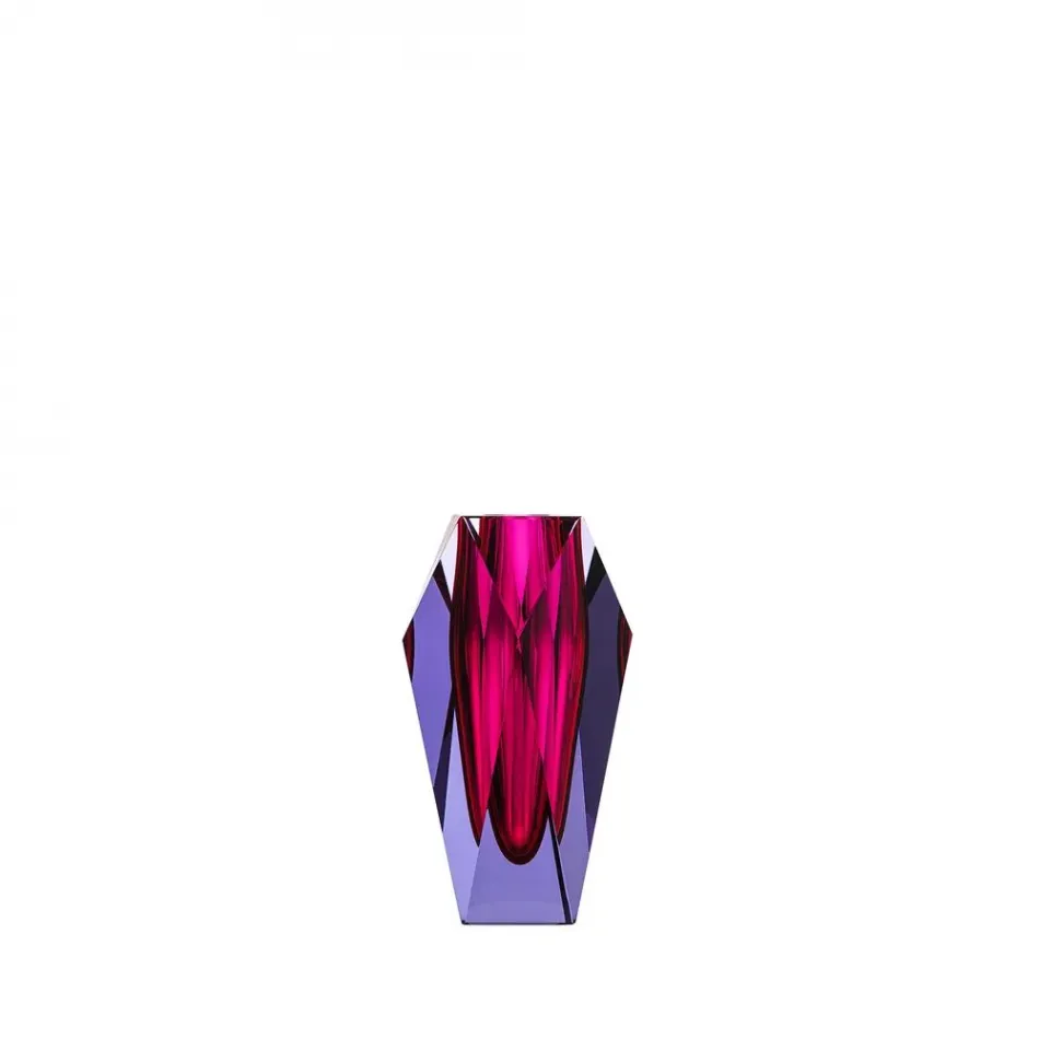 Gema Underlaid Vase Alexandrite Rose Lead-Free Crystal, Cut 13 cm