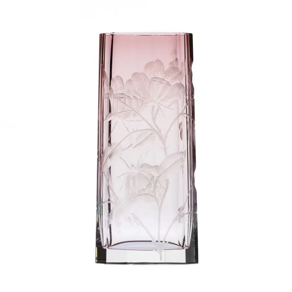 Goddess Underlaid Vase Amethyst Lead-Free Crystal, Cut, Engraving Roses 33 cm