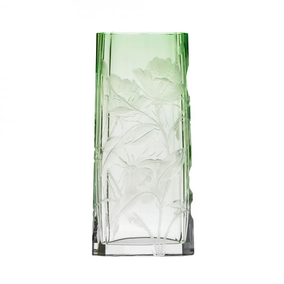 Goddess Underlaid Vase Green Lead-Free Crystal, Cut, Engraving Roses 33 cm