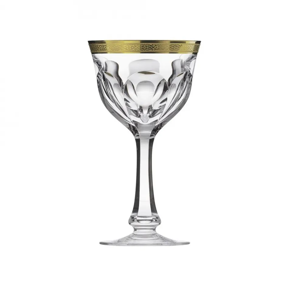 Lady Hamilton Goblet White Wine Clear Lead-Free Crystal, Cut, 24-Carat Gold (Relief Decor) 210 ml