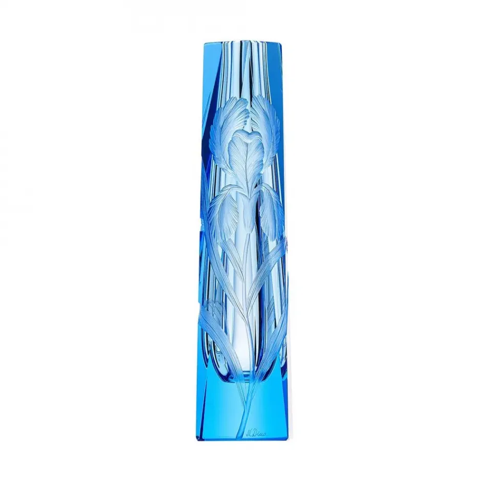 Lara /B Vase Aquamarine Lead-Free Crystal, Cut, Engraving Iris 26 cm