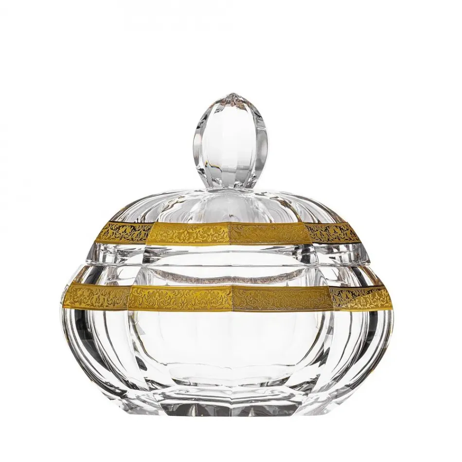 Magic Box /Ii Jar Clear Lead-Free Crystal, Cut, 24-Carat Gold (Floral Relief Decor) 19 cm