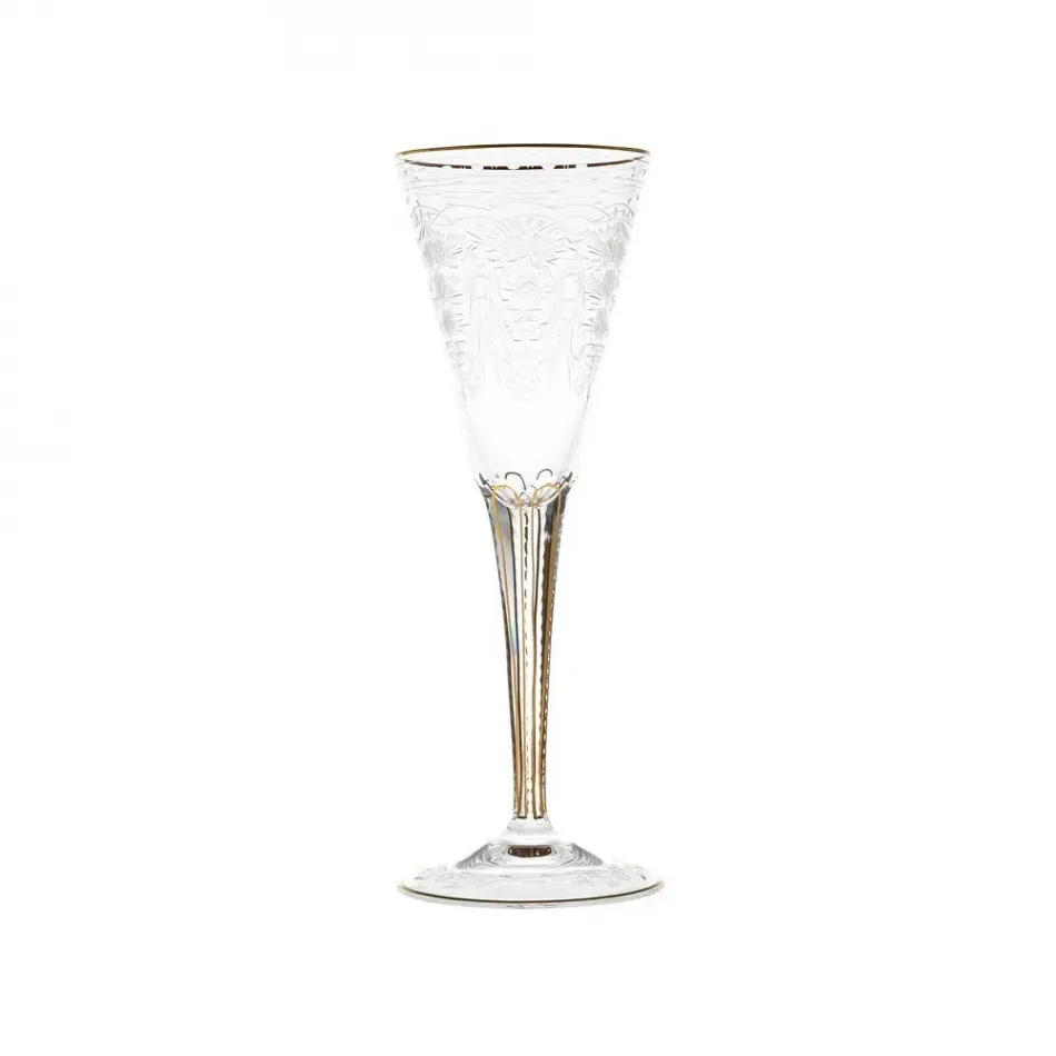 Maharani /Xx/F Goblet Champagne Clear Lead-Free Crystal, Cut, 24 Gold (Thin Line), Engraving 160 ml