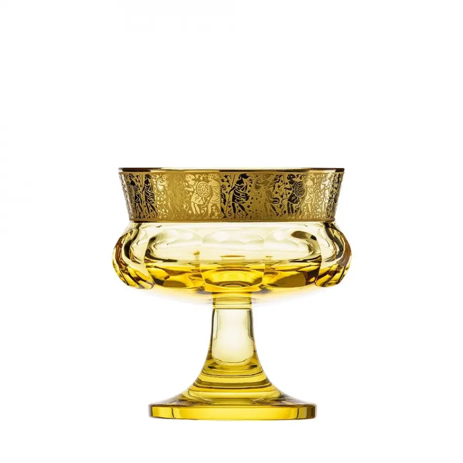 Mirth Footed Bowl Eldor Lead-Free Crystal, Cut, 24-Carat Gold (Relief Decor) 14 cm