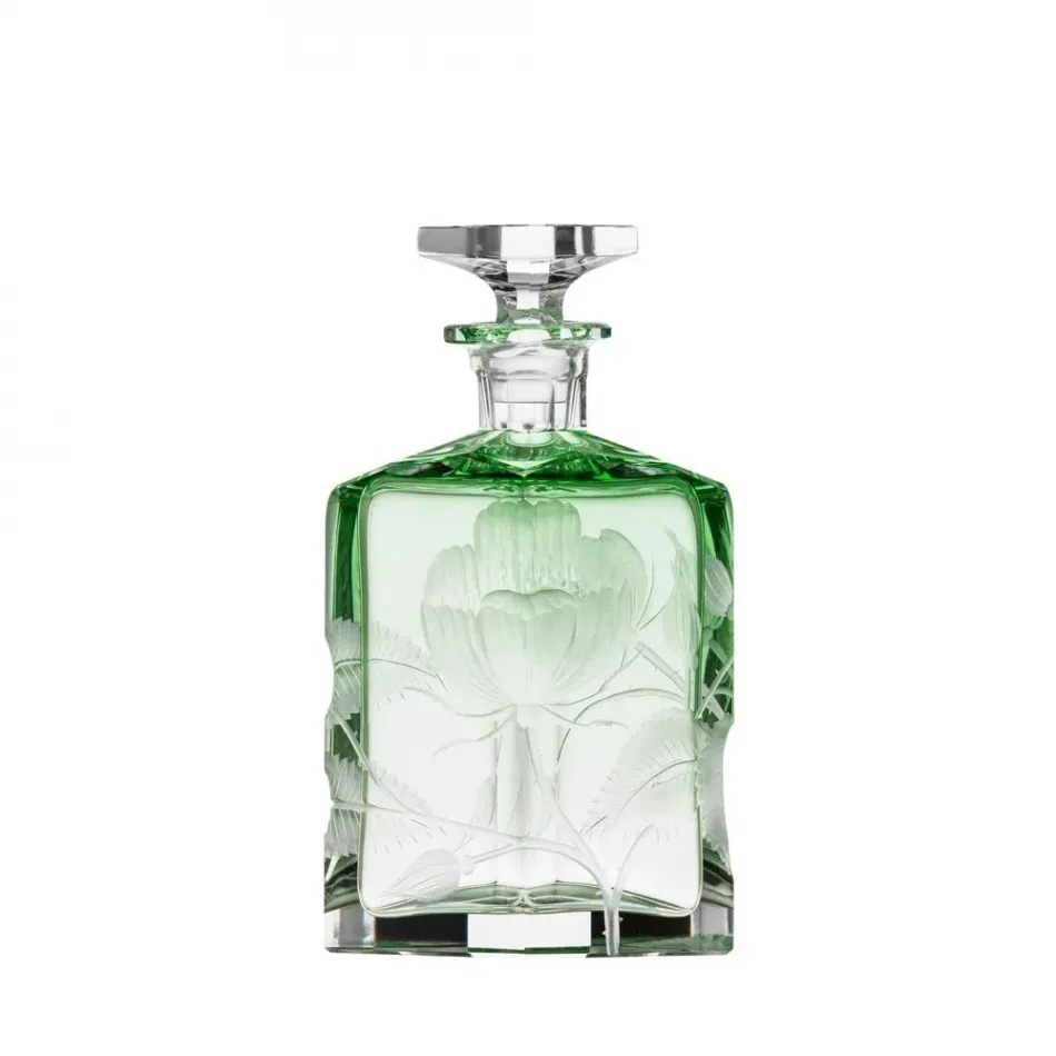 Rose /I Underlaid Decanter Green Lead-Free Crystal, Cut, Engraving Roses 360 ml