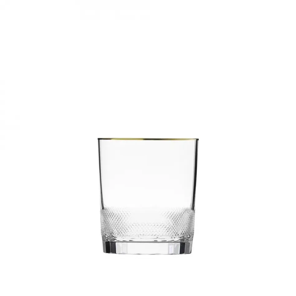 Royal /O Tumbler Whisky Or Water Clear Lead-Free Crystal, Cut, 24-Carat Gold (Thin Line) 370 ml