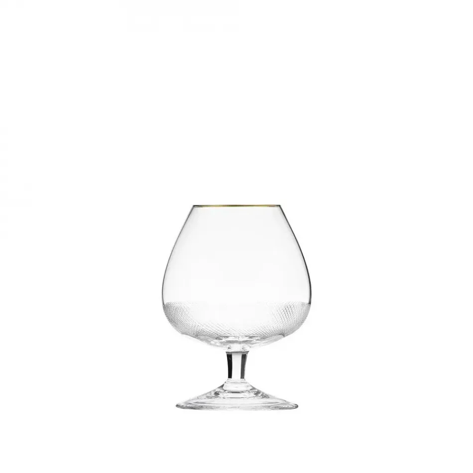 Royal /Ii/9000 Brandy & Cognac Clear Lead-Free Crystal, Cut Stem, Diamond Cut, 24-Carat Gold Line 320 ml