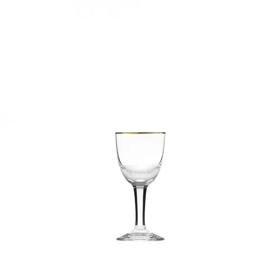 Royal Goblet Liqueur Clear Lead-Free Crystal, Cut, 24-Carat Gold (Thin Line) 40 ml