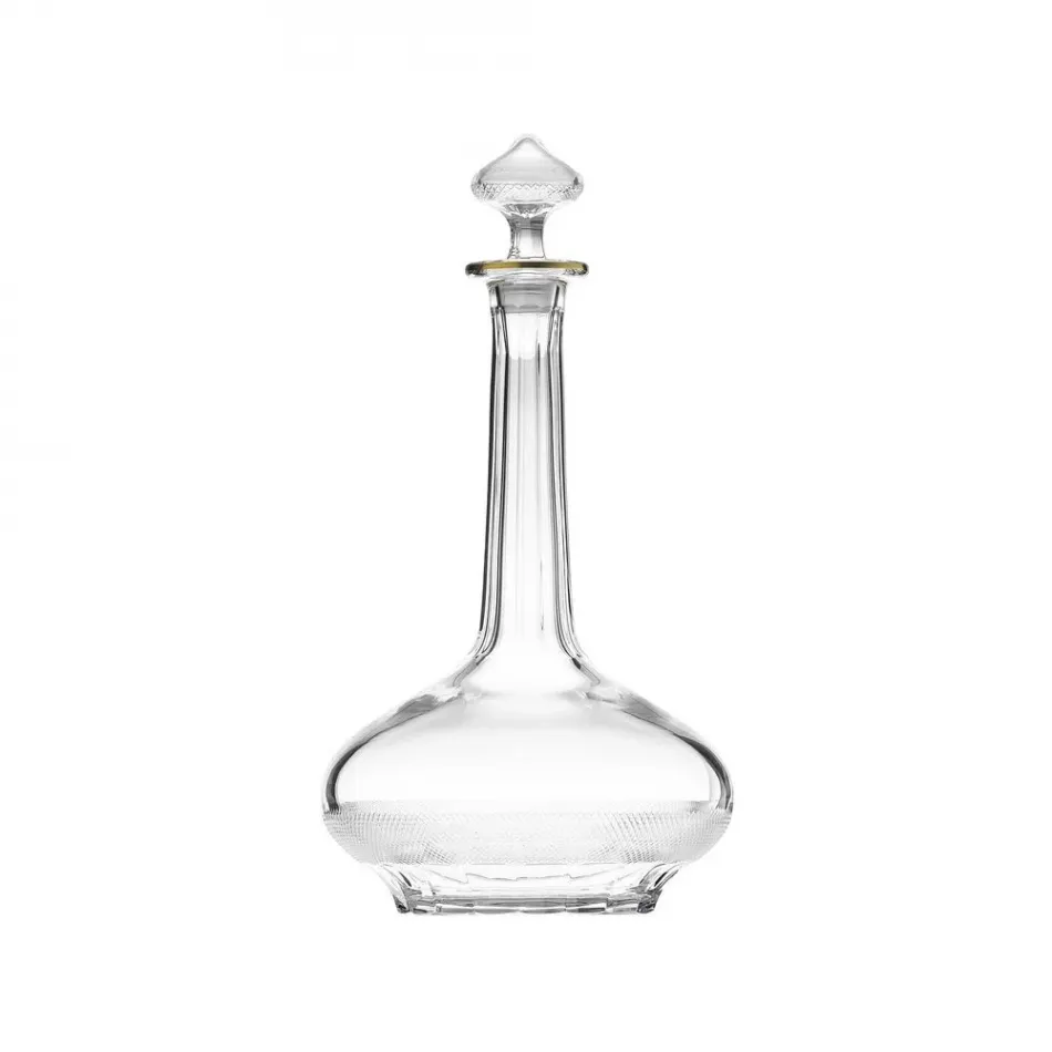 Royal /I Decanter Wine Clear Lead-Free Crystal, Cut, 24-Carat Gold (Thin Line) 1000 ml