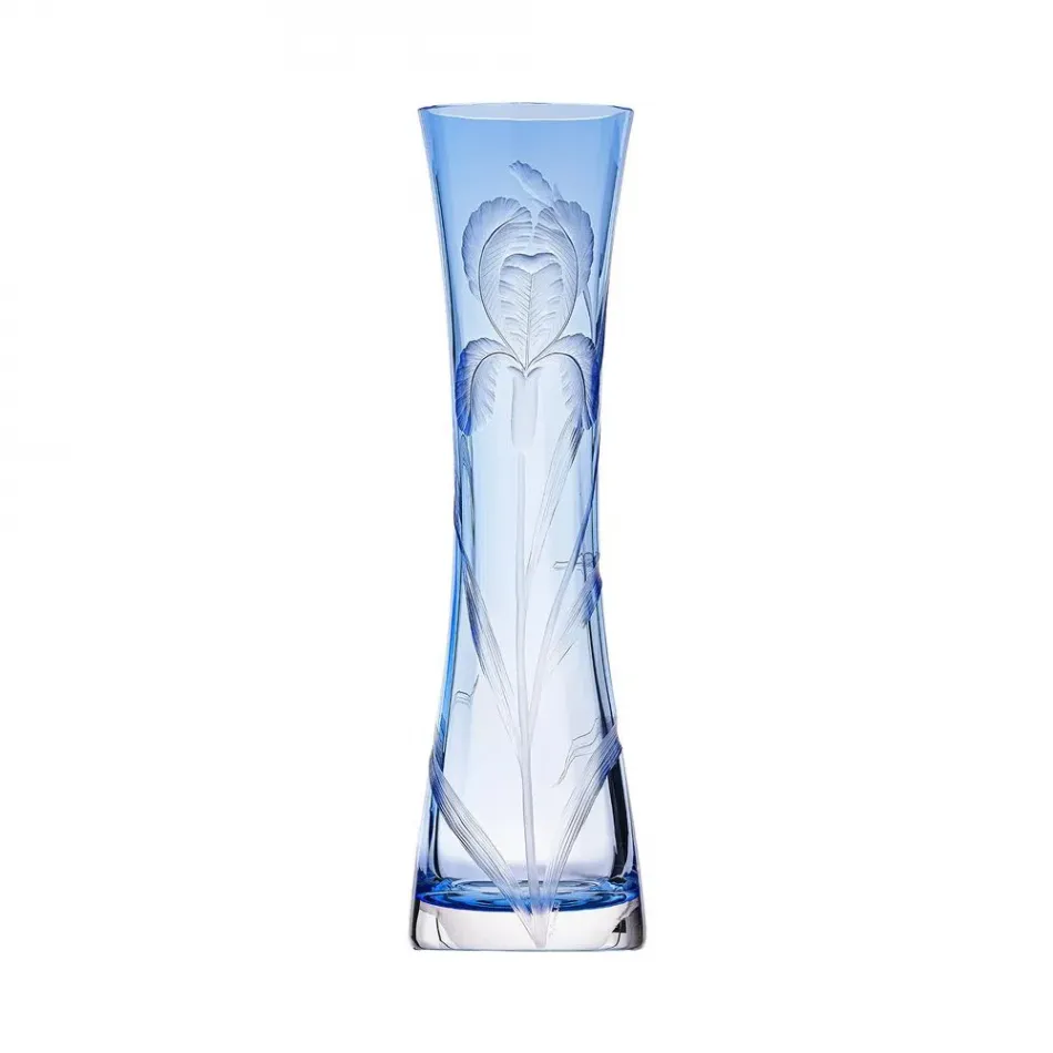 Sinorita Underlaid Vase Blue Lead-Free Crystal, Optic, Engraving Iris 35 cm