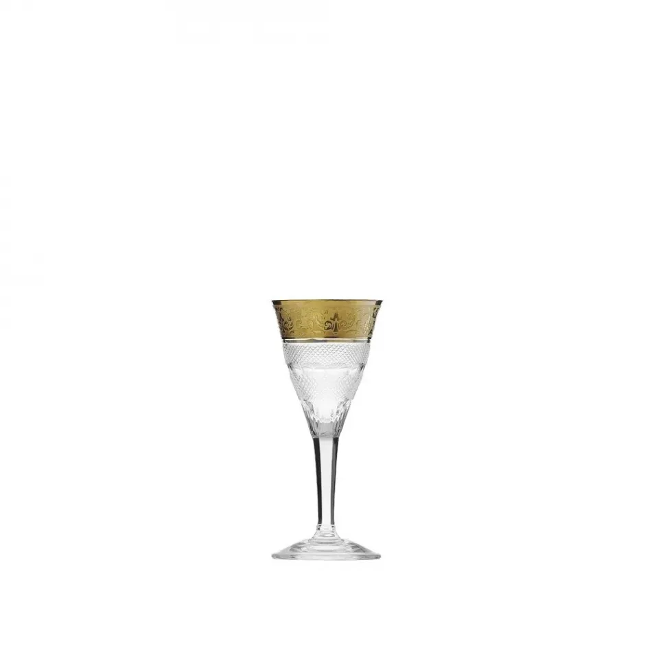 Splendid Goblet Liqueur Clear Lead-Free Crystal, Cut, 24-Carat Gold (Relief Decor) 45 ml