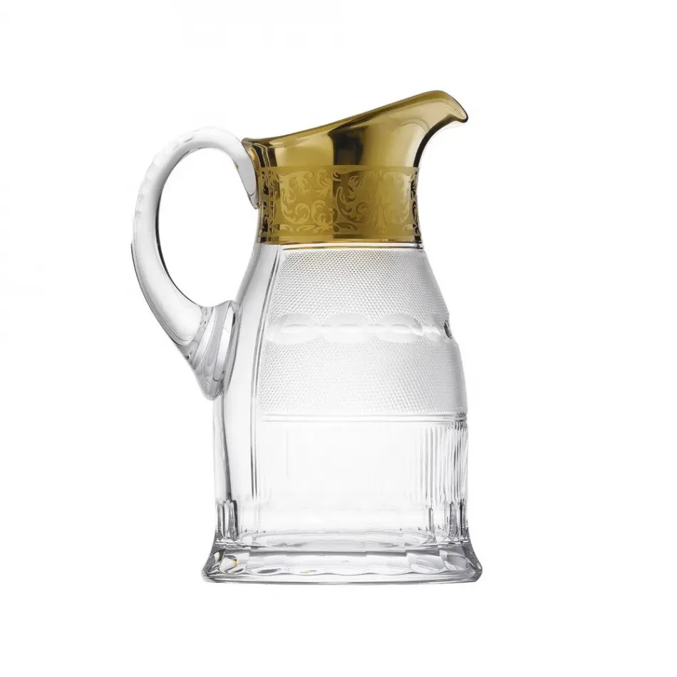 Splendid /1.5L Jug Water Clear Lead-Free Crystal, Cut, 24-Carat Gold (Relief Decor) 1500 ml