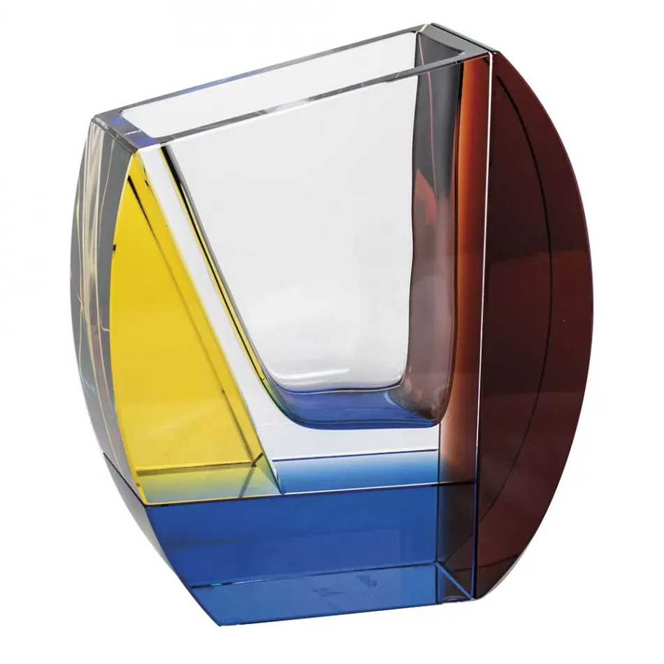 Mondrian /I. Vase Combination Of Colors Lead-Free Crystal, Cut, Bonded Parts 26.5 cm