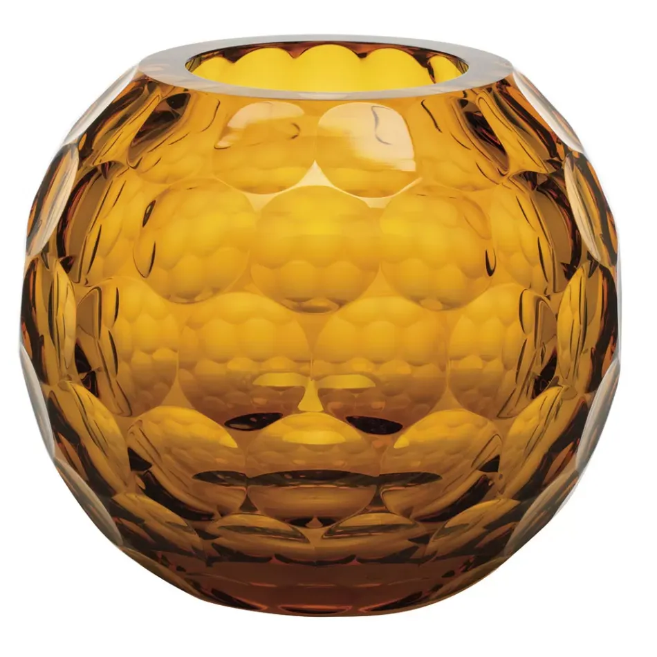 Planet Moser Vase Topaz Lead-Free Crystal, Cut Lenses 23.5 cm