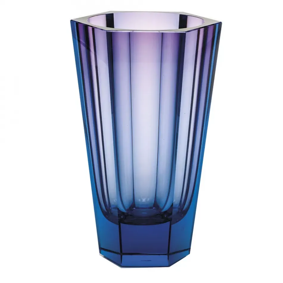 Purity Underlaid Vase Aquamarine Rose Lead-Free Crystal, Cut 28 cm