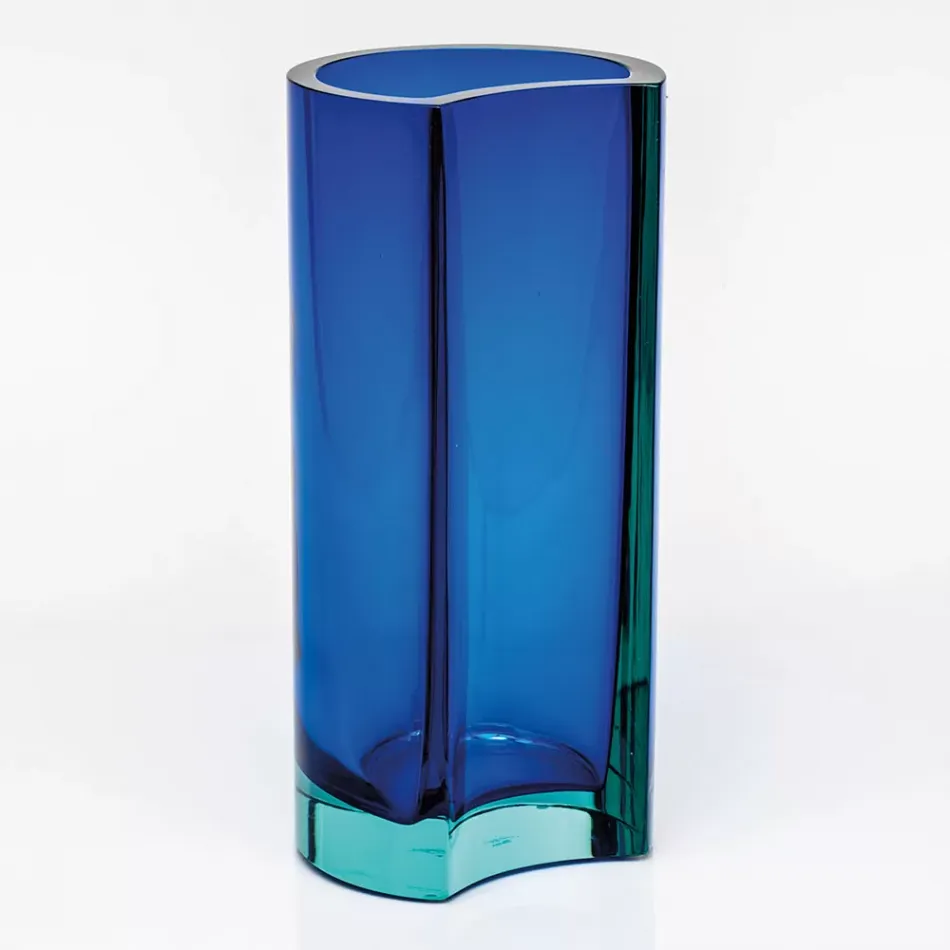 Rio Underlaid Vase Beryl Blue Lead-Free Crystal, Cut 30 cm