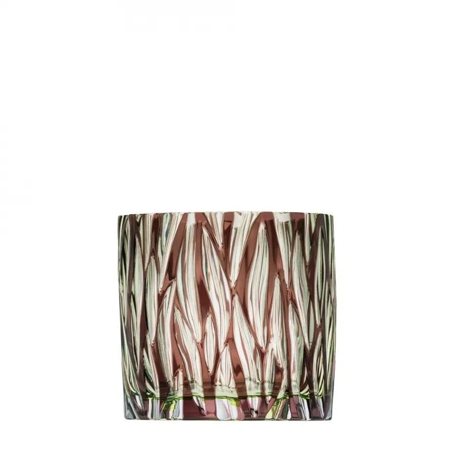 Wood Underlaid And Overlaid Vase Clear Reseda Amethyst Lead-Free Crystal, Wedge-Shaped Cuts 18 cm