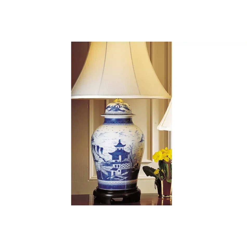 Blue Canton Ginger Jar Lamp 31"