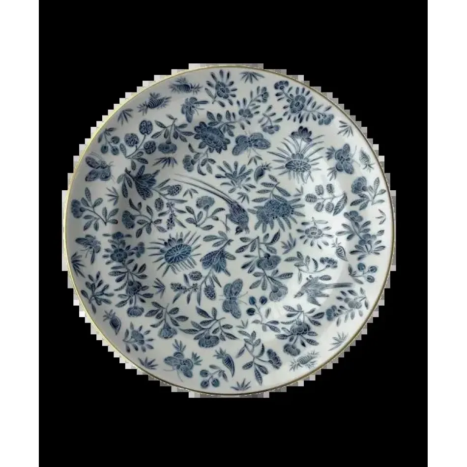 Sacred Bird & Butterfly Blue Rim Soup Plate 9.25"