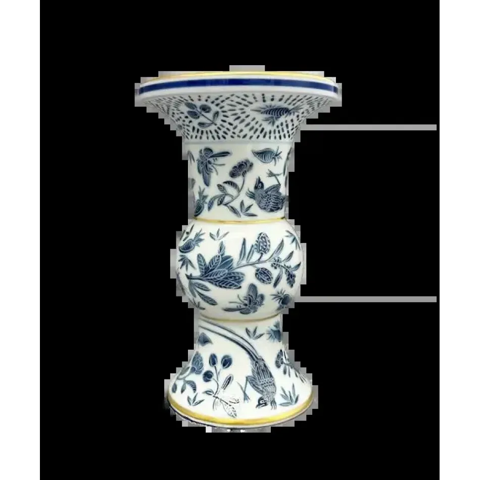 Sacred Bird & Butterfly Blue Shang Vase