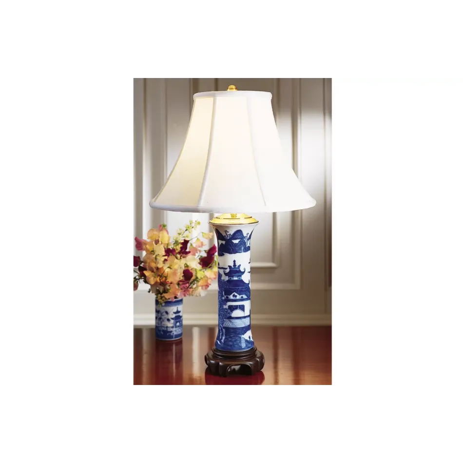 Blue Canton Trumpet Lamp 25.5"