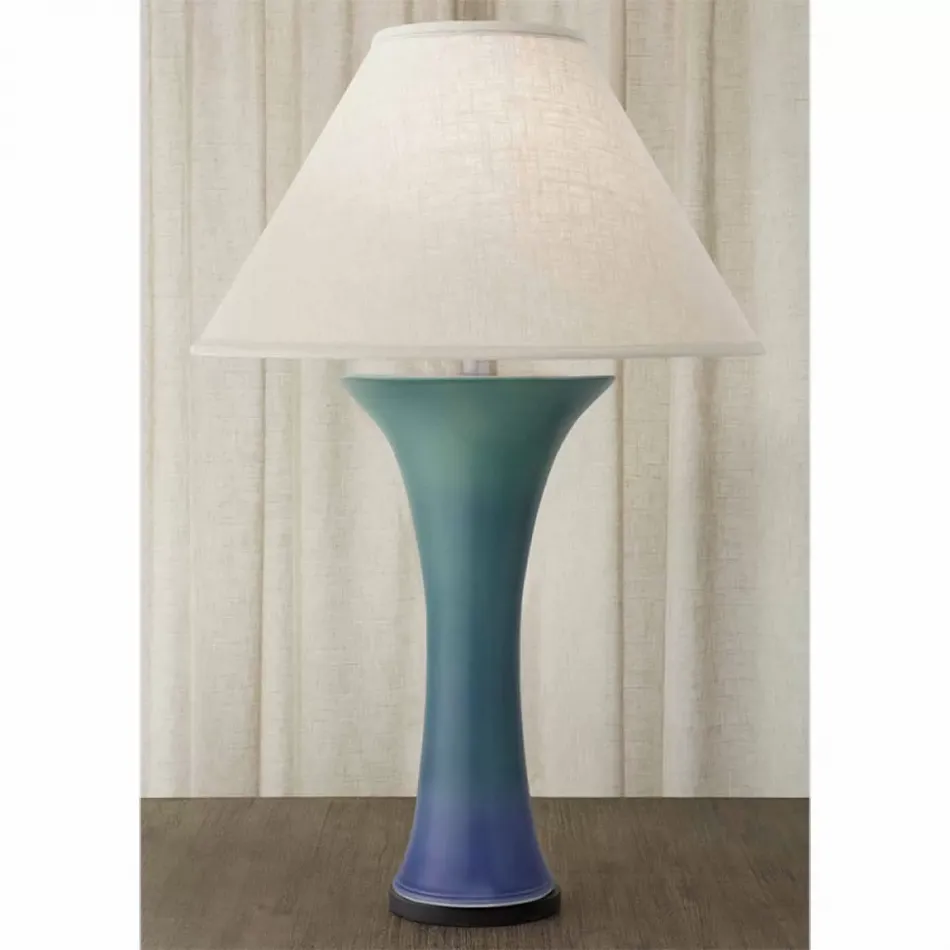 Calla Lily Vase Lamp Verdigris & Blue 35"