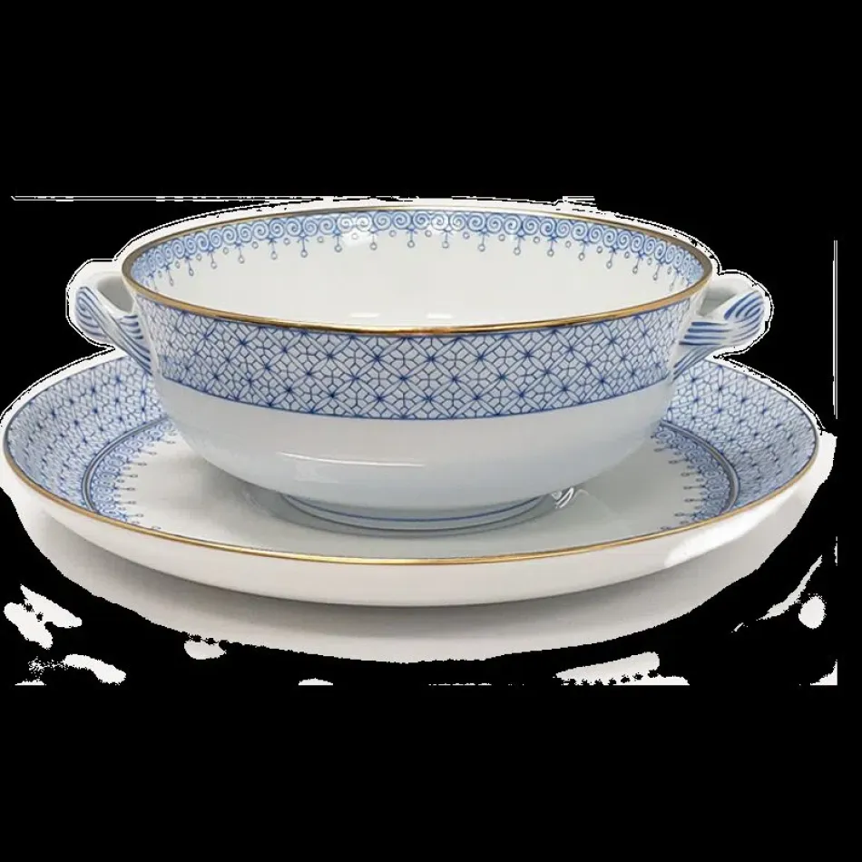 Cornflower Lace Cream Soup & Saucer