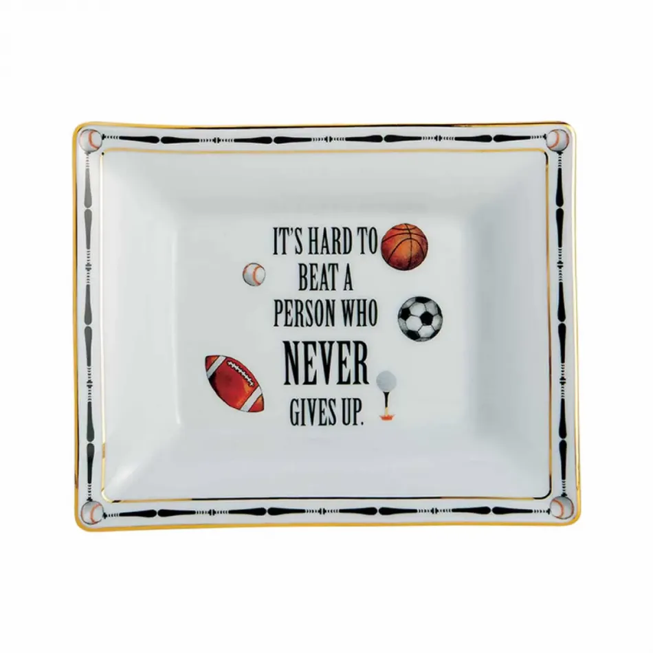 Never Give up... Sports…..Rectangular Ring Tray 5.75" x 3.5"