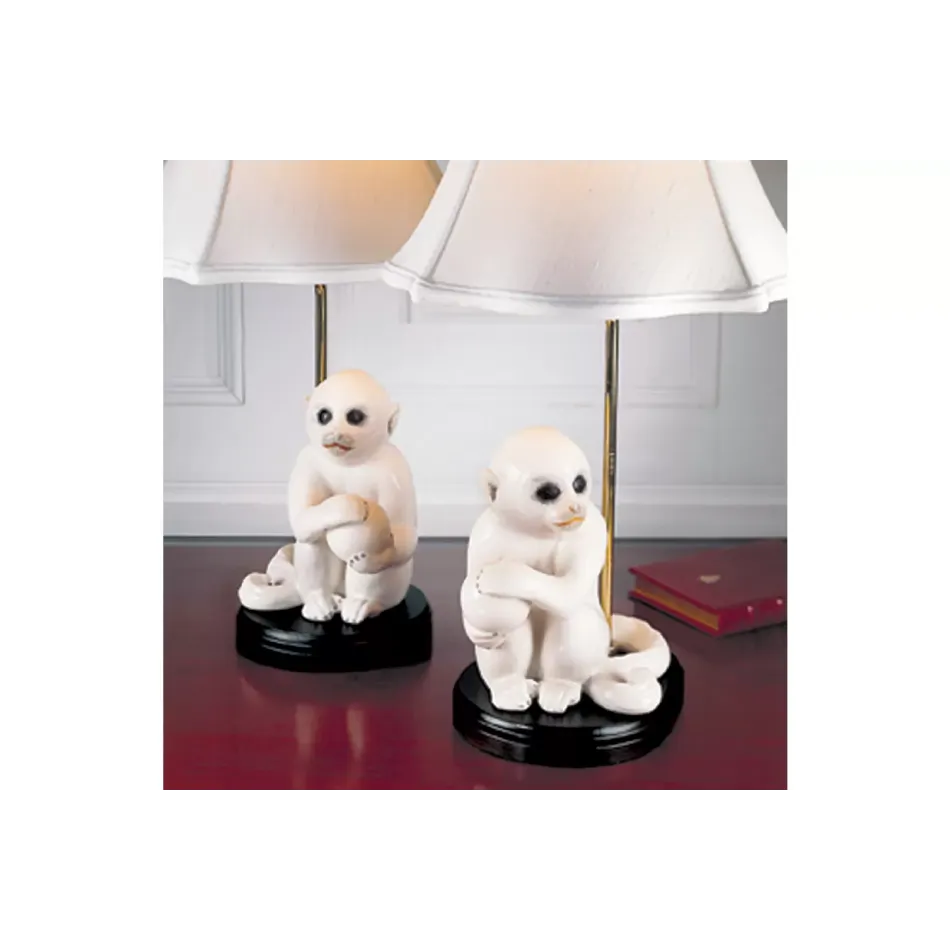 White Monkey Lamp, Pair 23"