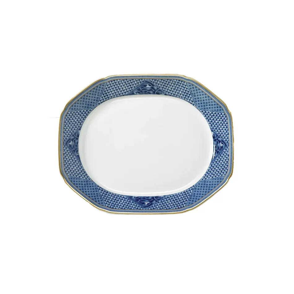Indigo Wave Octagonal Platter 15"