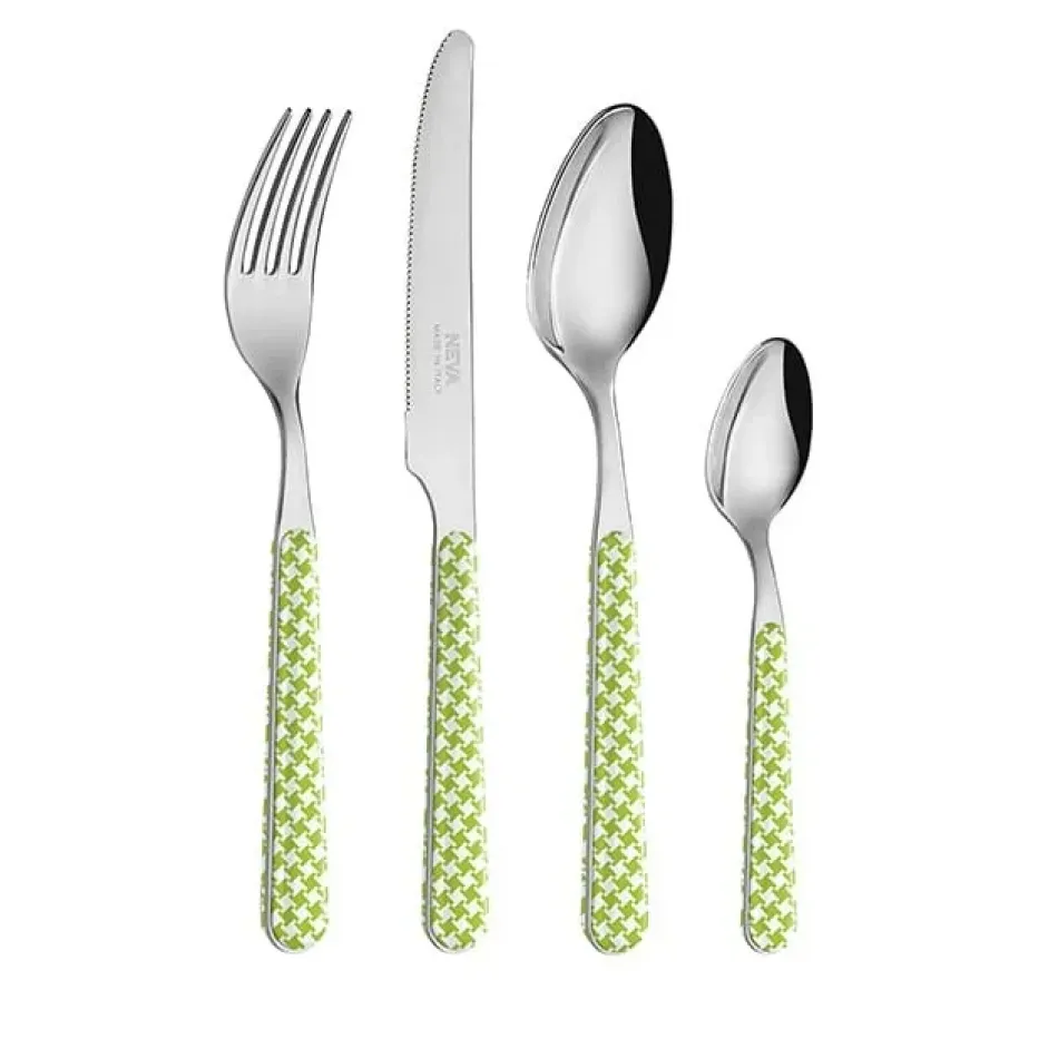 Houndstooth Green Set 4 Cheese Knives