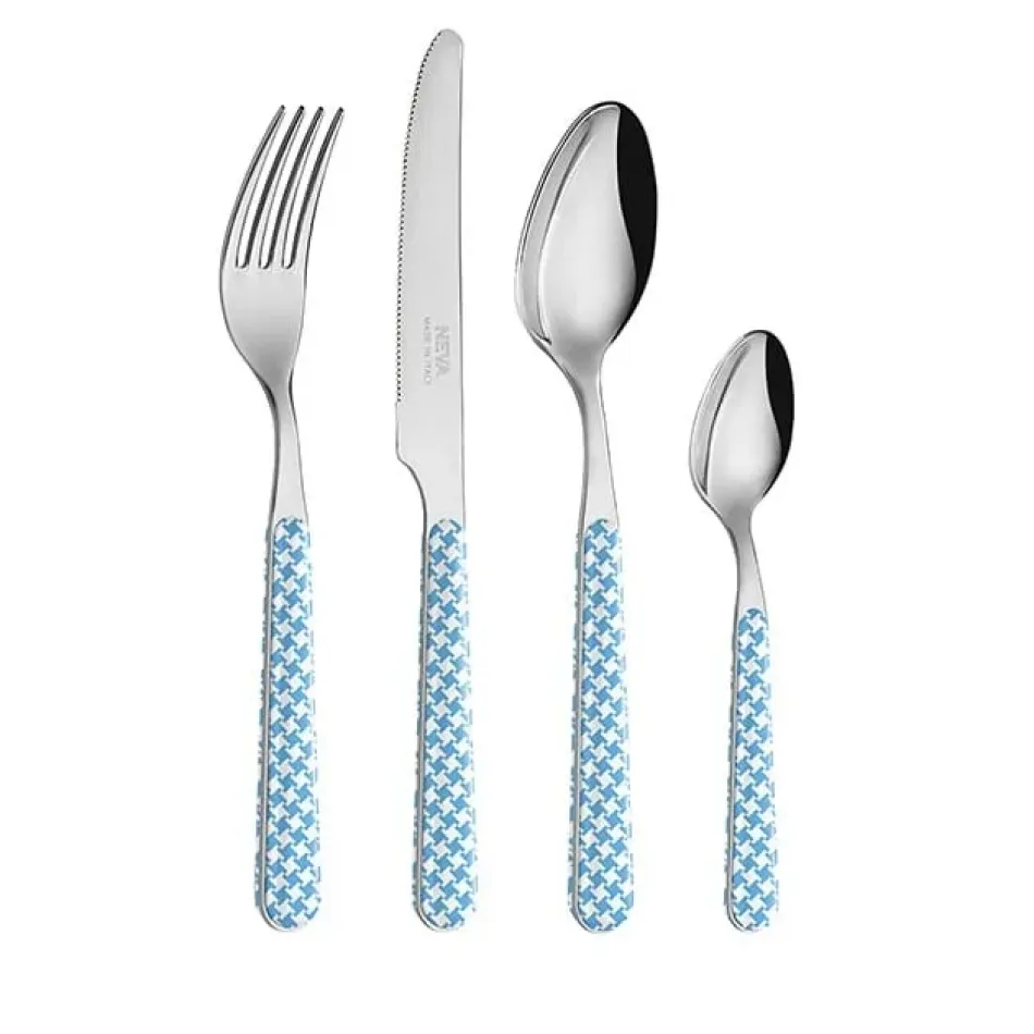 Houndstooth Sky Blue Set 4 Cheese Knives