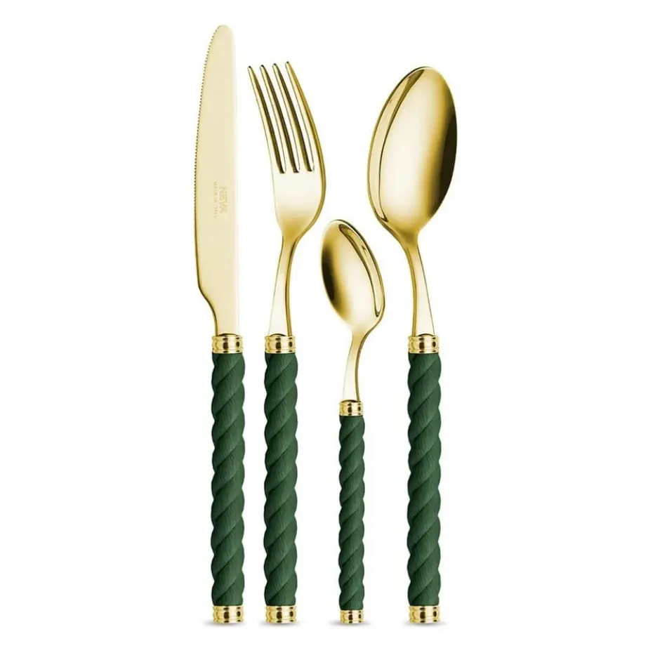 Corda (Rope) Green Gold Flatware