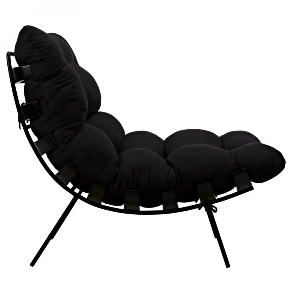 Hanzo Chair with Metal Legs, Charcoal Black