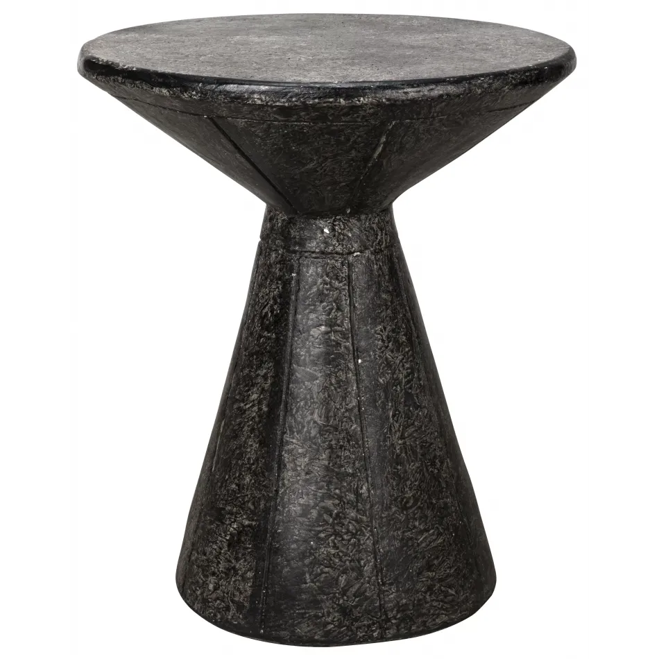 Pedestal Side Table, Black Fiber Cement