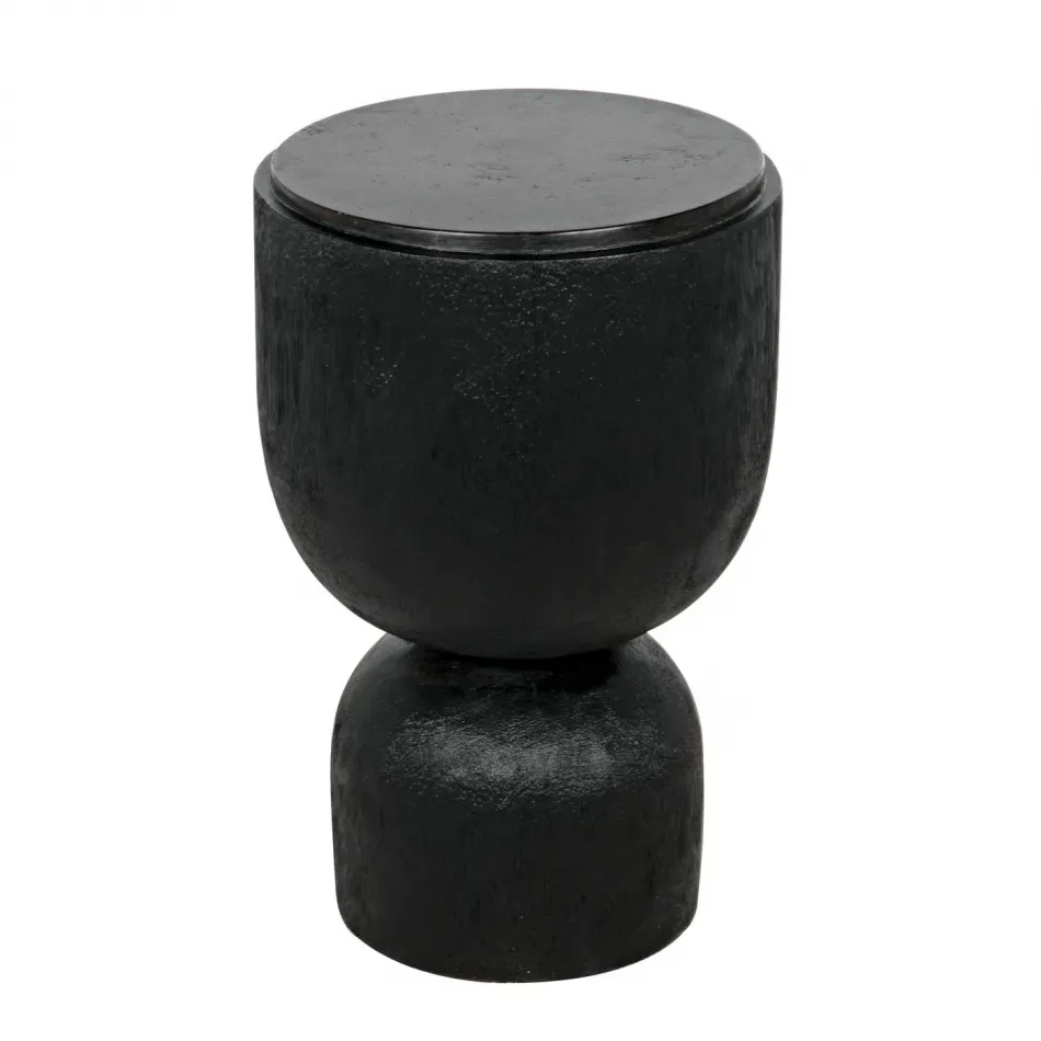 Large Kudoro Side Table with Black Marble Top, Black Burnt